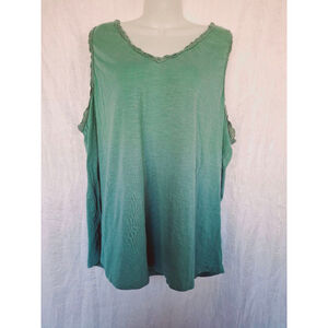 Women's Natural Reflections Tank Top, Size 2T/2E, Green lace cotton blend